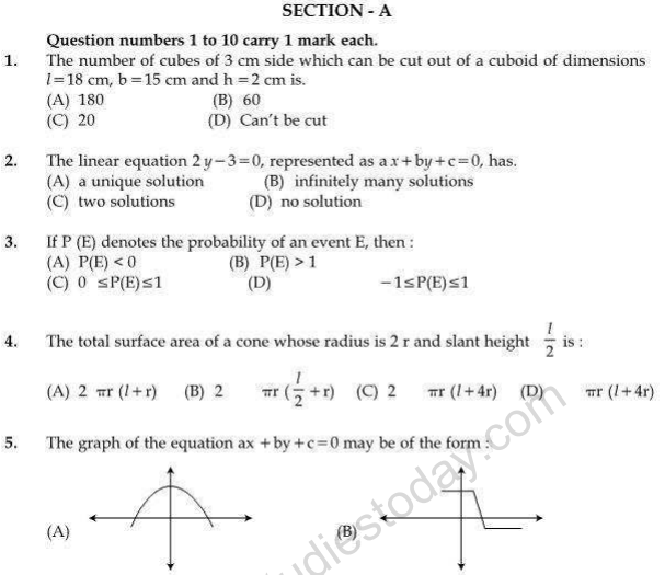 Cbse Class 9 Mathematics Sample Paper Set U